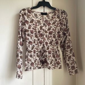 Anthropologie floral silk peplum top size small